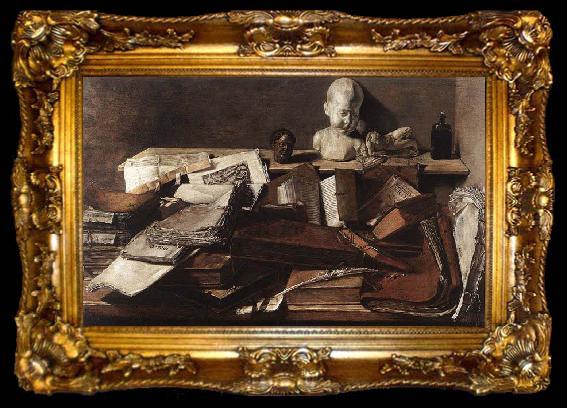 framed  unknow artist Still-Life with Books, ta009-2